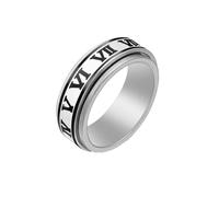 OAKKY Anillo Giratorio con Números Romanos Personalidad 8mm Anti-Estrés Ansiedad Anillos Rotativos para Hombres Mujeres Acero Inoxidable Negro Talla 14