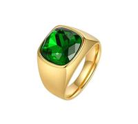 OAKKY Anillo Unisex Acero Inoxidable Piedra Preciosa Retro Estilo Minimalista Joyería Diseño Personalidad Tendencia Festival Oro Verde Talla 27