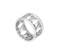 OAKKY Anillo Vintage Números Romanos Hueco Calado para Hombres Mujeres Acero Inoxidable Acabado Metálico Pulido Color Plata Talla 17