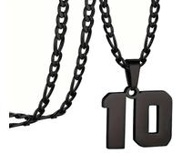 OAKKY Atletas Número 0-99 Colgante Collar para Hombres Mujeres Acero Inoxidable Ángeles Números Collares Joyería Deportiva Cool Hip Hop con Cadena Negro 10