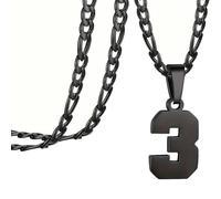 OAKKY Atletas Número 0-99 Colgante Collar para Hombres Mujeres Acero Inoxidable Ángeles Números Collares Joyería Deportiva Cool Hip Hop con Cadena Negro 3