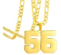OAKKY Atletas Número 0-99 Colgante Collar para Hombres Mujeres Acero Inoxidable Ángeles Números Collares Joyería Deportiva Cool Hip Hop con Cadena Oro 56