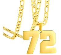 OAKKY Atletas Número 0-99 Colgante Collar para Hombres Mujeres Acero Inoxidable Ángeles Números Collares Joyería Deportiva Cool Hip Hop con Cadena Oro 72