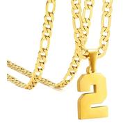 OAKKY Atletas Número 0-99 Colgante Collar para Hombres Mujeres Acero Inoxidable Ángeles Números Collares Joyería Deportiva Cool Hip Hop con Cadena Oro 2