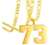OAKKY Atletas Número 0-99 Colgante Collar para Hombres Mujeres Acero Inoxidable Ángeles Números Collares Joyería Deportiva Cool Hip Hop con Cadena Oro 73