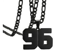 OAKKY Atletas Número 0-99 Colgante Collar para Hombres Mujeres Acero Inoxidable Ángeles Números Collares Joyería Deportiva Cool Hip Hop con Cadena Negro 96