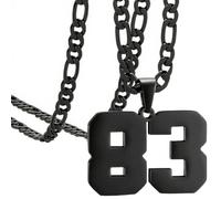 OAKKY Atletas Número 0-99 Colgante Collar para Hombres Mujeres Acero Inoxidable Ángeles Números Collares Joyería Deportiva Cool Hip Hop con Cadena Negro 83