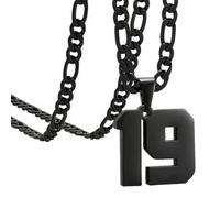 OAKKY Atletas Número 0-99 Colgante Collar para Hombres Mujeres Acero Inoxidable Ángeles Números Collares Joyería Deportiva Cool Hip Hop con Cadena Negro 19