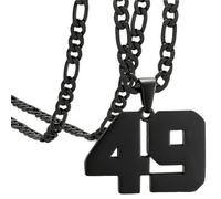 OAKKY Atletas Número 0-99 Colgante Collar para Hombres Mujeres Acero Inoxidable Ángeles Números Collares Joyería Deportiva Cool Hip Hop con Cadena Negro 49