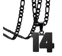 OAKKY Atletas Número 0-99 Colgante Collar para Hombres Mujeres Acero Inoxidable Ángeles Números Collares Joyería Deportiva Cool Hip Hop con Cadena Negro 14