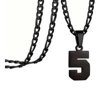 OAKKY Atletas Número 0-99 Colgante Collar para Hombres Mujeres Acero Inoxidable Ángeles Números Collares Joyería Deportiva Cool Hip Hop con Cadena Negro 5