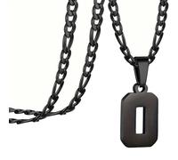 OAKKY Atletas Número 0-99 Colgante Collar para Hombres Mujeres Acero Inoxidable Ángeles Números Collares Joyería Deportiva Cool Hip Hop con Cadena Negro 0