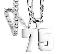 OAKKY Atletas Número 0-99 Colgante Collar para Hombres Mujeres Acero Inoxidable Ángeles Números Collares Joyería Deportiva Cool Hip Hop con Cadena Plata 75