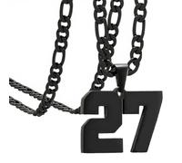 OAKKY Atletas Número 0-99 Colgante Collar para Hombres Mujeres Acero Inoxidable Ángeles Números Collares Joyería Deportiva Cool Hip Hop con Cadena Negro 27