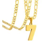 OAKKY Atletas Número 0-99 Colgante Collar para Hombres Mujeres Acero Inoxidable Ángeles Números Collares Joyería Deportiva Cool Hip Hop con Cadena Oro 7