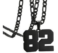 OAKKY Atletas Número 0-99 Colgante Collar para Hombres Mujeres Acero Inoxidable Ángeles Números Collares Joyería Deportiva Cool Hip Hop con Cadena Negro 82