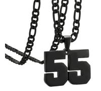 OAKKY Atletas Número 0-99 Colgante Collar para Hombres Mujeres Acero Inoxidable Ángeles Números Collares Joyería Deportiva Cool Hip Hop con Cadena Negro 55