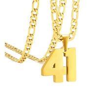 OAKKY Atletas Número 0-99 Colgante Collar para Hombres Mujeres Acero Inoxidable Ángeles Números Collares Joyería Deportiva Cool Hip Hop con Cadena Oro 41