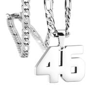 OAKKY Atletas Número 0-99 Colgante Collar para Hombres Mujeres Acero Inoxidable Ángeles Números Collares Joyería Deportiva Cool Hip Hop con Cadena Plata 46