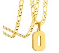 OAKKY Atletas Número 0-99 Colgante Collar para Hombres Mujeres Acero Inoxidable Ángeles Números Collares Joyería Deportiva Cool Hip Hop con Cadena Oro 0