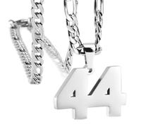 OAKKY Atletas Número 0-99 Colgante Collar para Hombres Mujeres Acero Inoxidable Ángeles Números Collares Joyería Deportiva Cool Hip Hop con Cadena Plata 44
