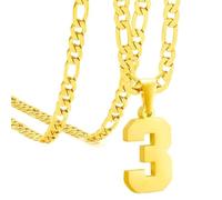 OAKKY Atletas Número 0-99 Colgante Collar para Hombres Mujeres Acero Inoxidable Ángeles Números Collares Joyería Deportiva Cool Hip Hop con Cadena Oro 3