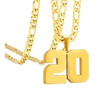 OAKKY Atletas Número 0-99 Colgante Collar para Hombres Mujeres Acero Inoxidable Ángeles Números Collares Joyería Deportiva Cool Hip Hop con Cadena Oro 20
