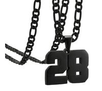OAKKY Atletas Número 0-99 Colgante Collar para Hombres Mujeres Acero Inoxidable Ángeles Números Collares Joyería Deportiva Cool Hip Hop con Cadena Negro 28