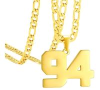 OAKKY Atletas Número 0-99 Colgante Collar para Hombres Mujeres Acero Inoxidable Ángeles Números Collares Joyería Deportiva Cool Hip Hop con Cadena Oro 94