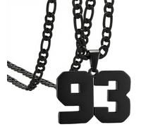 OAKKY Atletas Número 0-99 Colgante Collar para Hombres Mujeres Acero Inoxidable Ángeles Números Collares Joyería Deportiva Cool Hip Hop con Cadena Negro 93