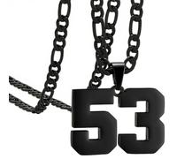 OAKKY Atletas Número 0-99 Colgante Collar para Hombres Mujeres Acero Inoxidable Ángeles Números Collares Joyería Deportiva Cool Hip Hop con Cadena Negro 53
