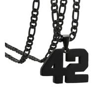 OAKKY Atletas Número 0-99 Colgante Collar para Hombres Mujeres Acero Inoxidable Ángeles Números Collares Joyería Deportiva Cool Hip Hop con Cadena Negro 42
