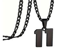 OAKKY Atletas Número 0-99 Colgante Collar para Hombres Mujeres Acero Inoxidable Ángeles Números Collares Joyería Deportiva Cool Hip Hop con Cadena Negro 11