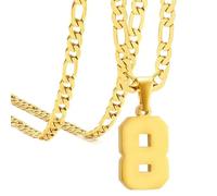 OAKKY Atletas Número 0-99 Colgante Collar para Hombres Mujeres Acero Inoxidable Ángeles Números Collares Joyería Deportiva Cool Hip Hop con Cadena Oro 8