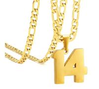 OAKKY Atletas Número 0-99 Colgante Collar para Hombres Mujeres Acero Inoxidable Ángeles Números Collares Joyería Deportiva Cool Hip Hop con Cadena Oro 14