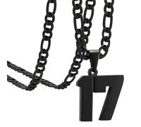 OAKKY Atletas Número 0-99 Colgante Collar para Hombres Mujeres Acero Inoxidable Ángeles Números Collares Joyería Deportiva Cool Hip Hop con Cadena Negro 17