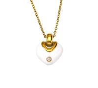 OAKKY Collar de Corazón Delicado Acero Inoxidable para Mujeres Minimalista Dulce Tierno Joyería de Aniversario Blanco Oro