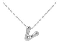 OAKKY Collar Letra Burbuja de A a Z para Mujeres Grueso Plata Colgante Inicial Globo Collares Lindo Trendy Joyería Alfabeto Charm Letras V