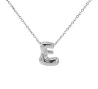 OAKKY Collar Letra Burbuja de A a Z para Mujeres Grueso Plata Colgante Inicial Globo Collares Lindo Trendy Joyería Alfabeto Charm Letras E
