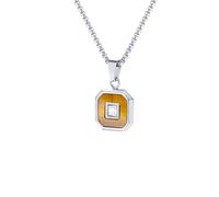 OAKKY Collar Octágono Geométrico Unisex | Acero Inoxidable, Colgante Art-Déco con Incrustación de Piedra CZ Corte Princesa, Accesorio Diario Tendencioso