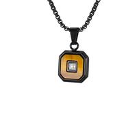 OAKKY Collar Octágono Geométrico Unisex | Acero Inoxidable, Colgante Art-Déco con Incrustación de Piedra CZ Corte Princesa, Accesorio Diario Tendencioso