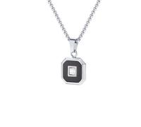 OAKKY Collar Octágono Geométrico Unisex | Acero Inoxidable, Colgante Art-Déco con Incrustación de Piedra CZ Corte Princesa, Accesorio Diario Tendencioso