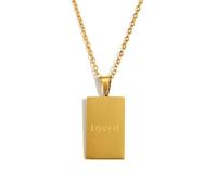 OAKKY Collares Sentimentales Apilables para Mujeres con Frases Inspiradoras Oro Acero Inoxidable Colgante Rectangular Joyería Palabras loved