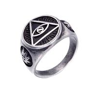 OAKKY de los Hombres Acero Inoxidable 316l Triángulo Ojo de Dios Anillos Todas Viendo, Vendimia Plata Antigua Tamaño 19