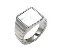 OAKKY Delicado Elegante Hip Hop Concha del Mar Blanco Teclas de Piano Anillo de Música Unisex Anillo de Boda de Acero Inoxidable Ajuste Cómodo Plata Talla 27