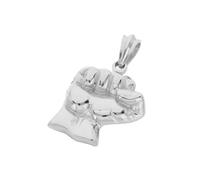 OAKKY Dominante Hip Hop Cool Manos de Calavera Gótico Puño Cerrado Boxeo Poder Biker Colgante Collar Hombre Acero Inoxidable Plata Sin Cadena