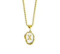 OAKKY Donna Colliere Iniziale A-Z Acciaio Inox Alfabeto 26 Lettere Nome Monogramma Ciondolo Personalizzato Elegante Gioiello Vintage Oro X