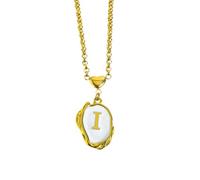 OAKKY Donna Colliere Iniziale A-Z Acciaio Inox Alfabeto 26 Lettere Nome Monogramma Ciondolo Personalizzato Elegante Gioiello Vintage Oro I