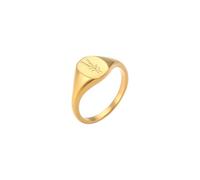 OAKKY Estilo Europeo y Americano Fatto a Mano Inciso Lavanda di tè Anello d'Oro per le Signore da Donna in Acciaio Inossidabile Talla 19