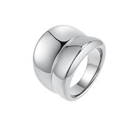 OAKKY Hip Hop Única 20mm de Ancho Cúpula Gruesa Geométrico Irregular Ondulado Cóncavo Biker Anillo Mujer Acero Inoxidable Estilo Gótico Punk Plata Talla 14